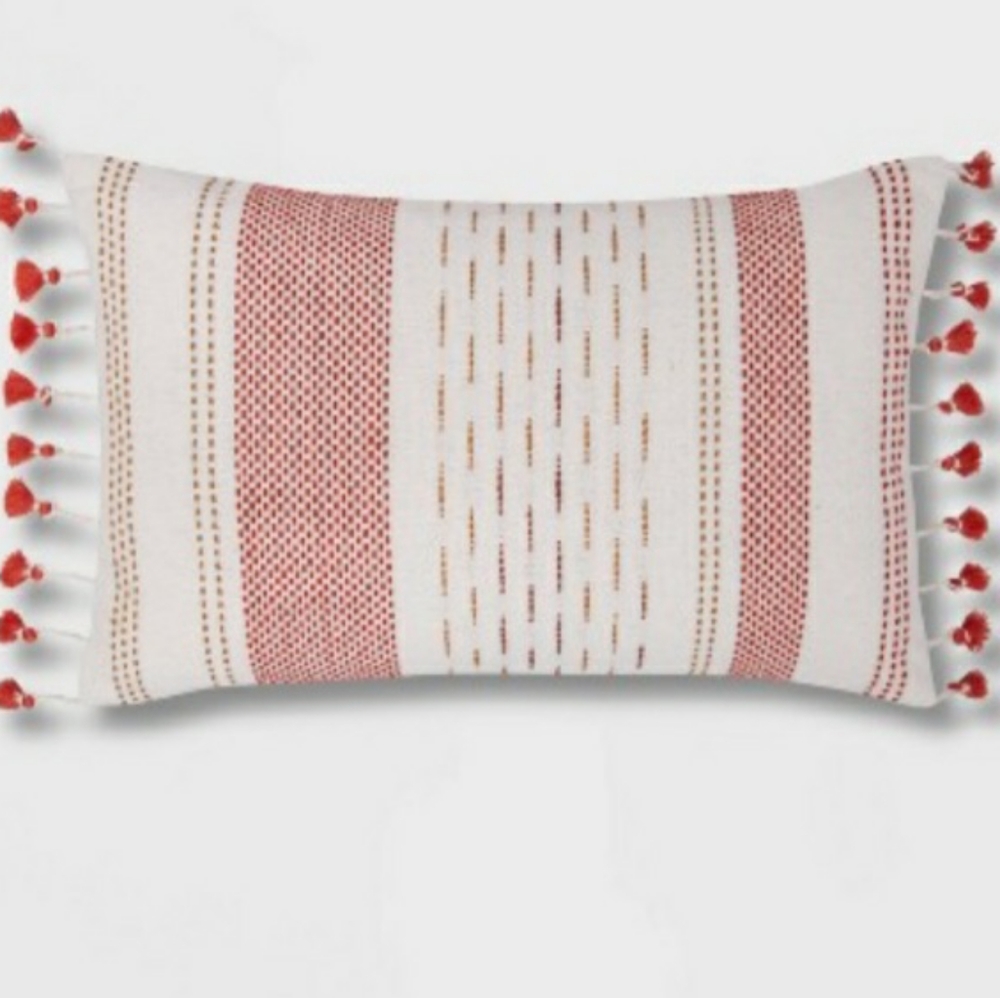 OPALHOUSE Textured Stripe Lumbar Pillow with Tassels